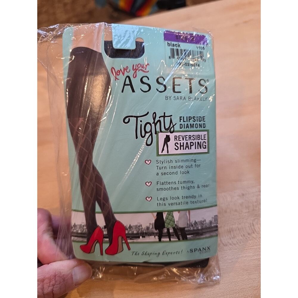 SPANX Love your Assets Reversible Diamond Shaping Tights Black Size 5 NWT